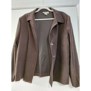 VTG Briggs Womens XL Faux Suede Lightweight Jacket Blazer Camel Tan Brown 90s
